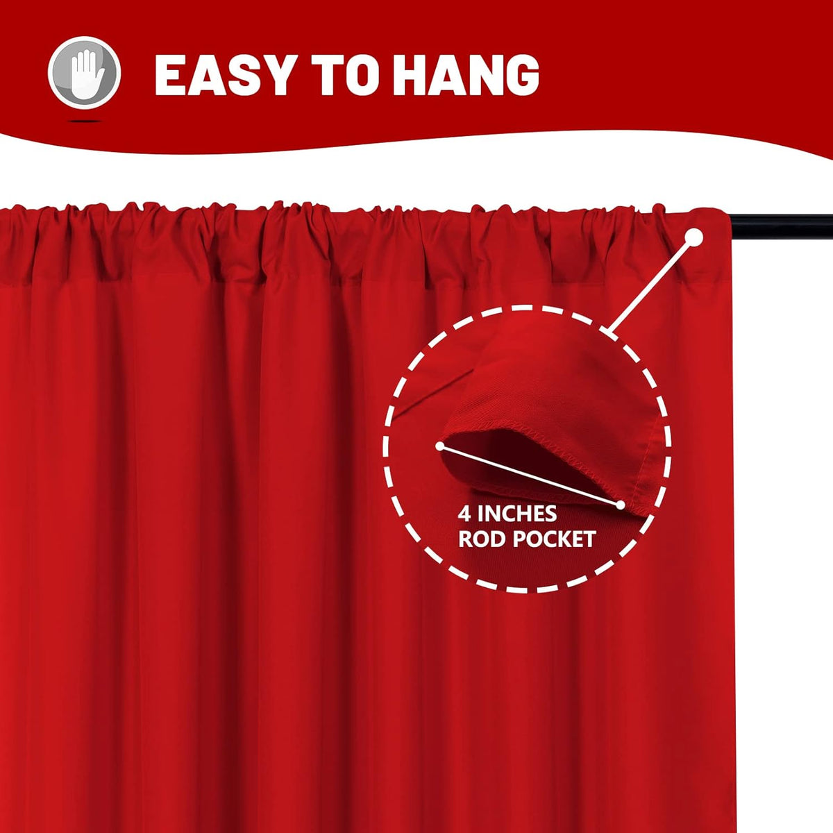10ft x 10ft Red Backdrop Curtains for Party Valentine's Day Arch Stage Wedding Ceremony Curtains