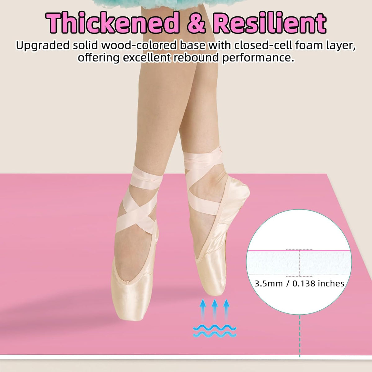 Dance Floor Mat Non-Slip with Shoulder Strap Portable and Dance Resistance Band, Dance Floor for