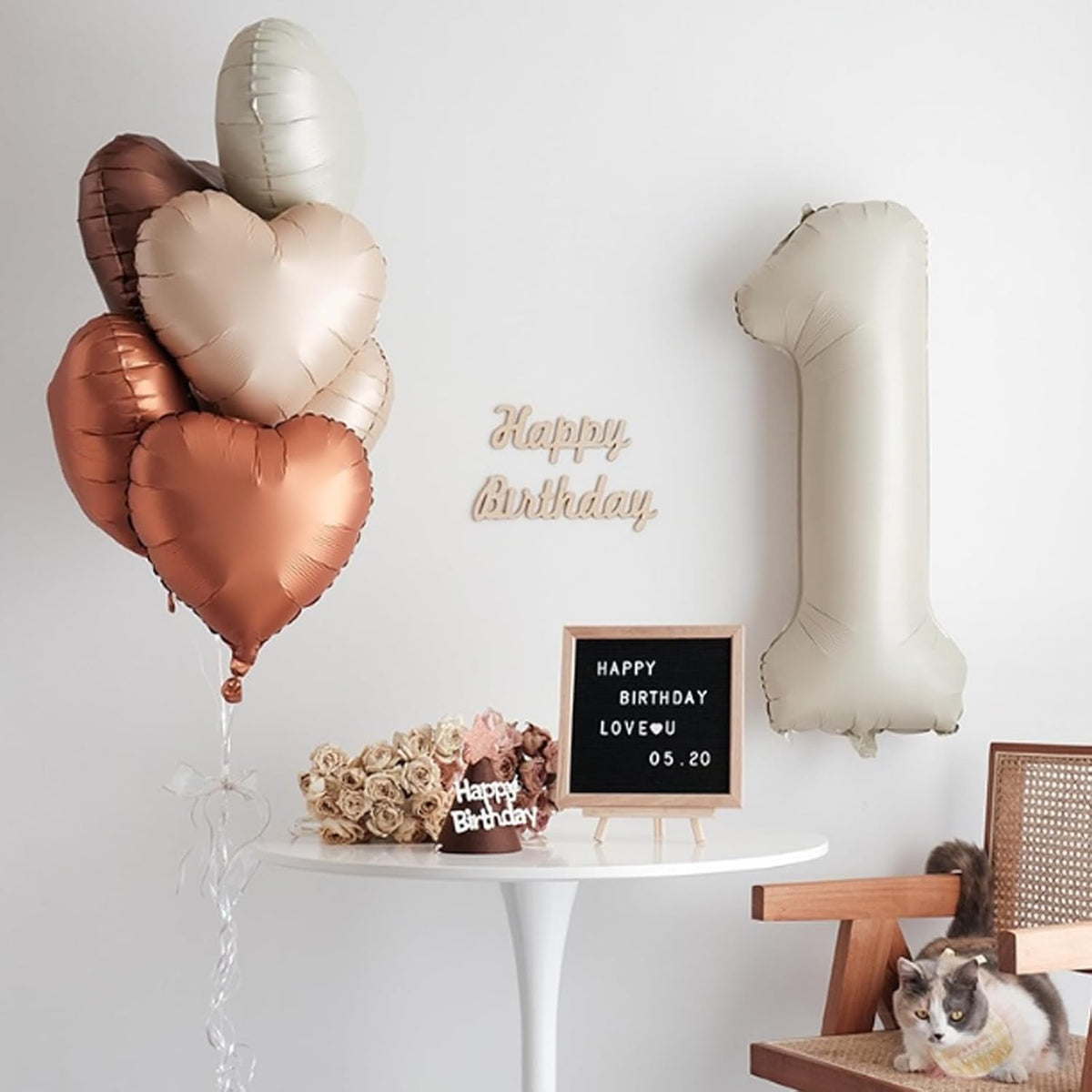Brown Apricot Heart Balloons, 10Pcs Coffee Cream Beige Foil Heart Shape Balloons, 18inch Nude