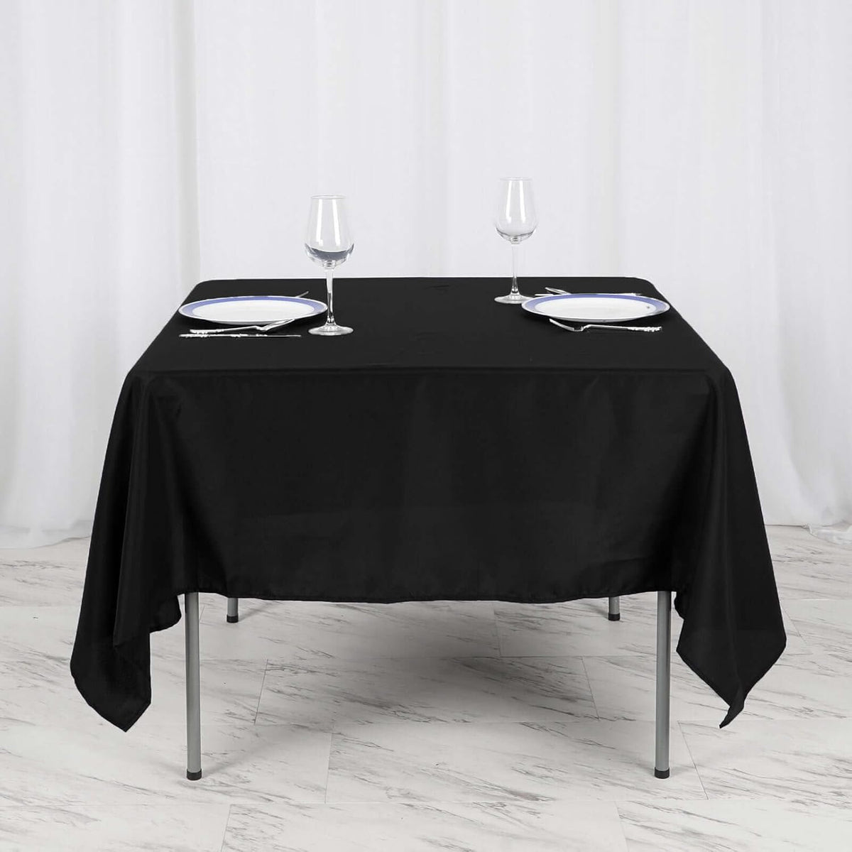 Efavormart 70" Square Linens Black Wholesale Linens Polyester Square Linen Tablecloth for Wedding