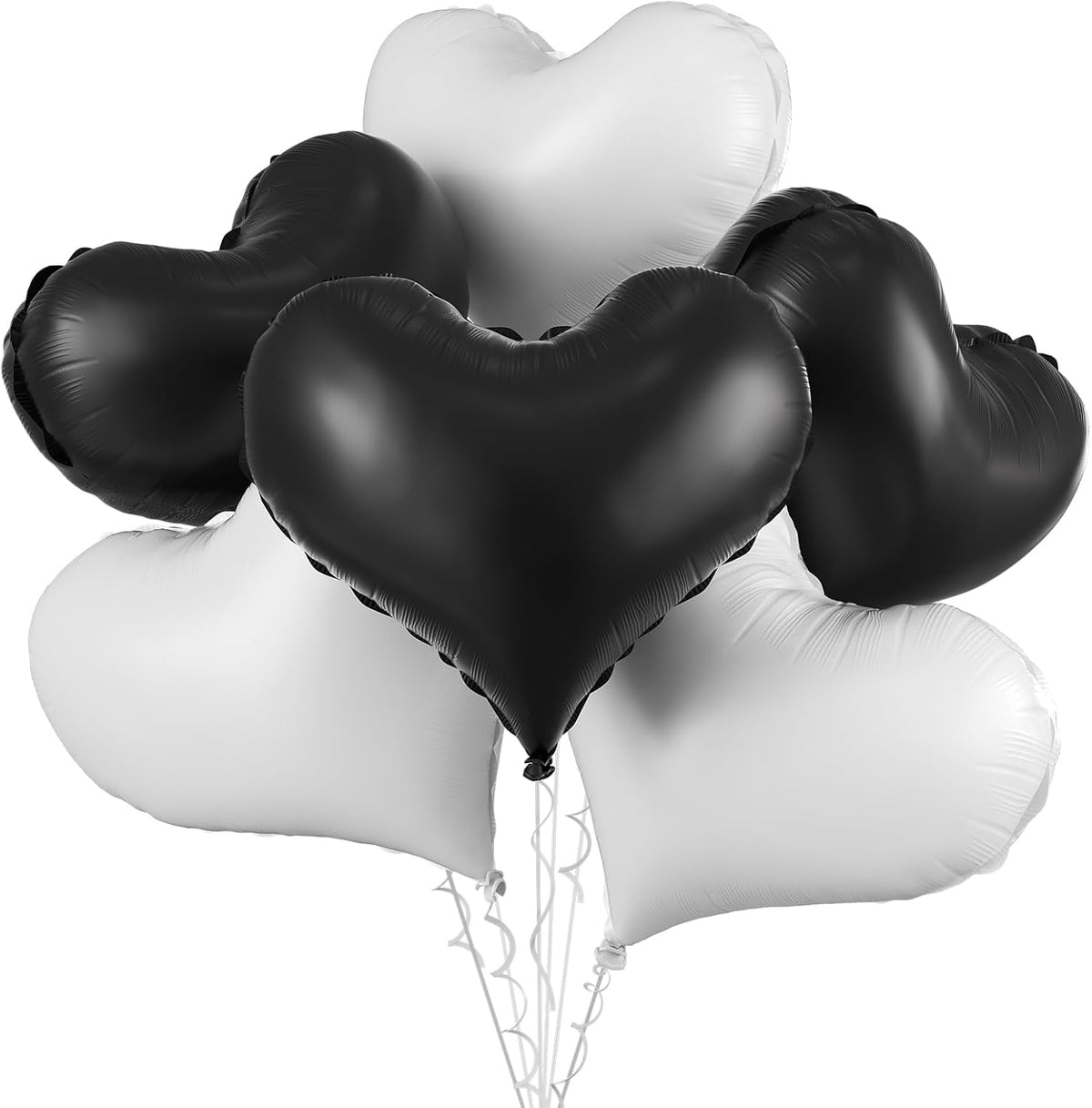 Black White Heart Balloons,24Inch Large Black Heart Foil Balloons for Valentine's Day Birthday