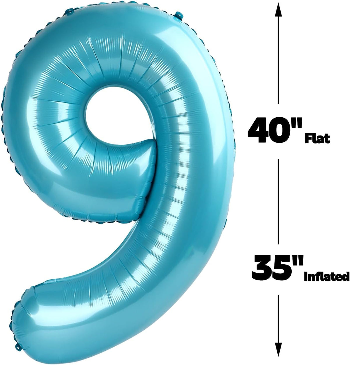 40 Inch Big Pearl Blue 9 Balloon Number, Jumbo Giant Happy 9th 19 29 39 49 99 Birthday Party