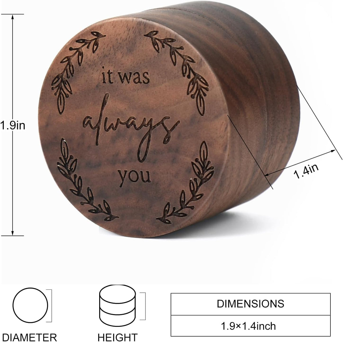 Ring Box, Wooden Ring Box for Wedding Ceremony Ring Bearer Box, Engagement Ring Holder Gift for