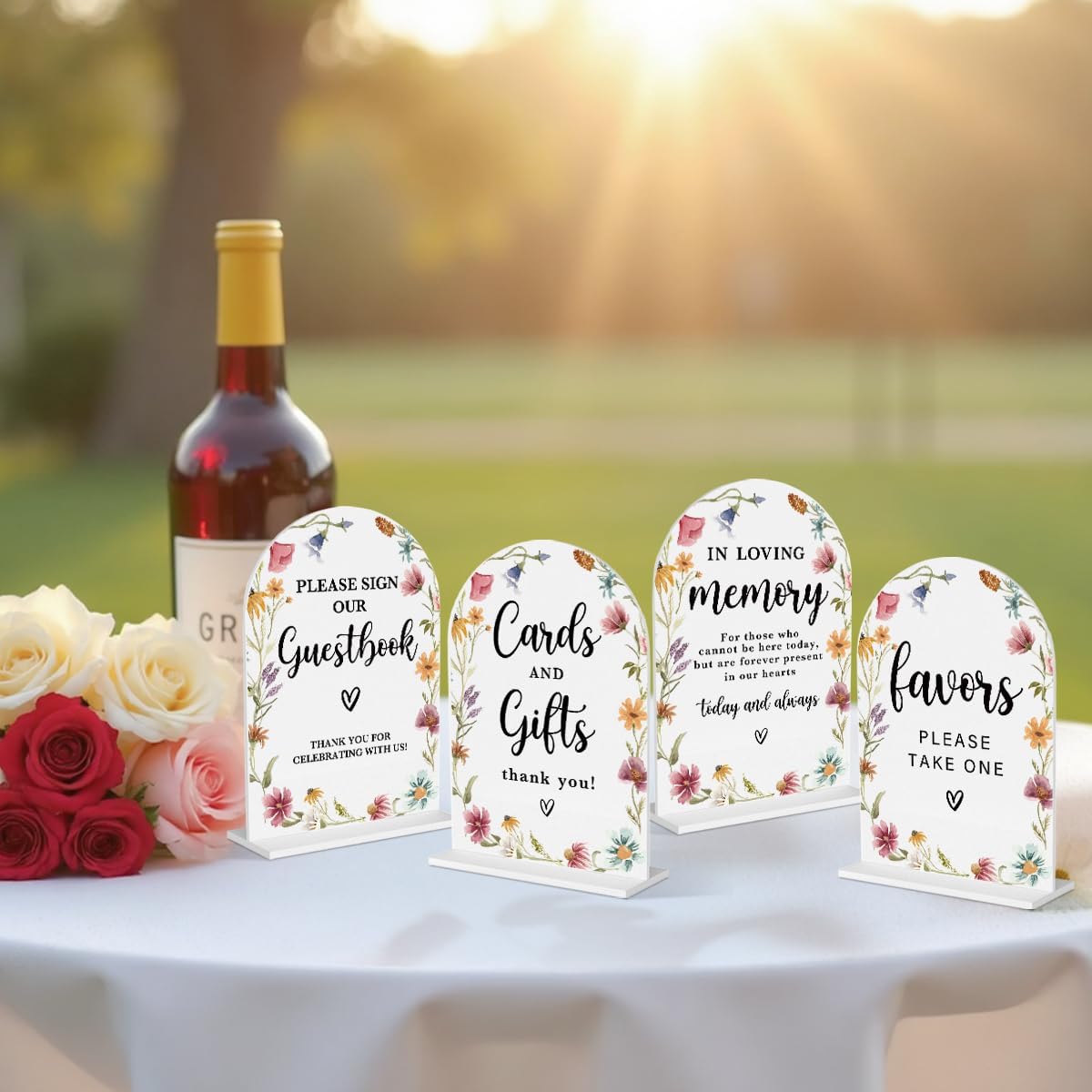 4 Pcs Acrylic Wedding Signs for Reception, Bridal Shower Decorations, Cards and Gifts Signs, Guest