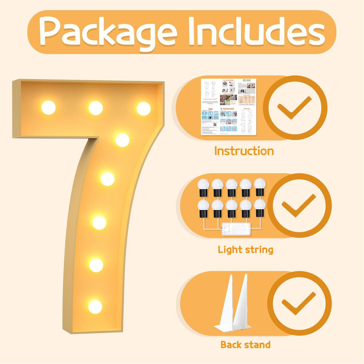 Marquee Numbers 3 Feet Tall Large Light Up Numbers 7th 17th Sweet Sassy and Seven Birthday