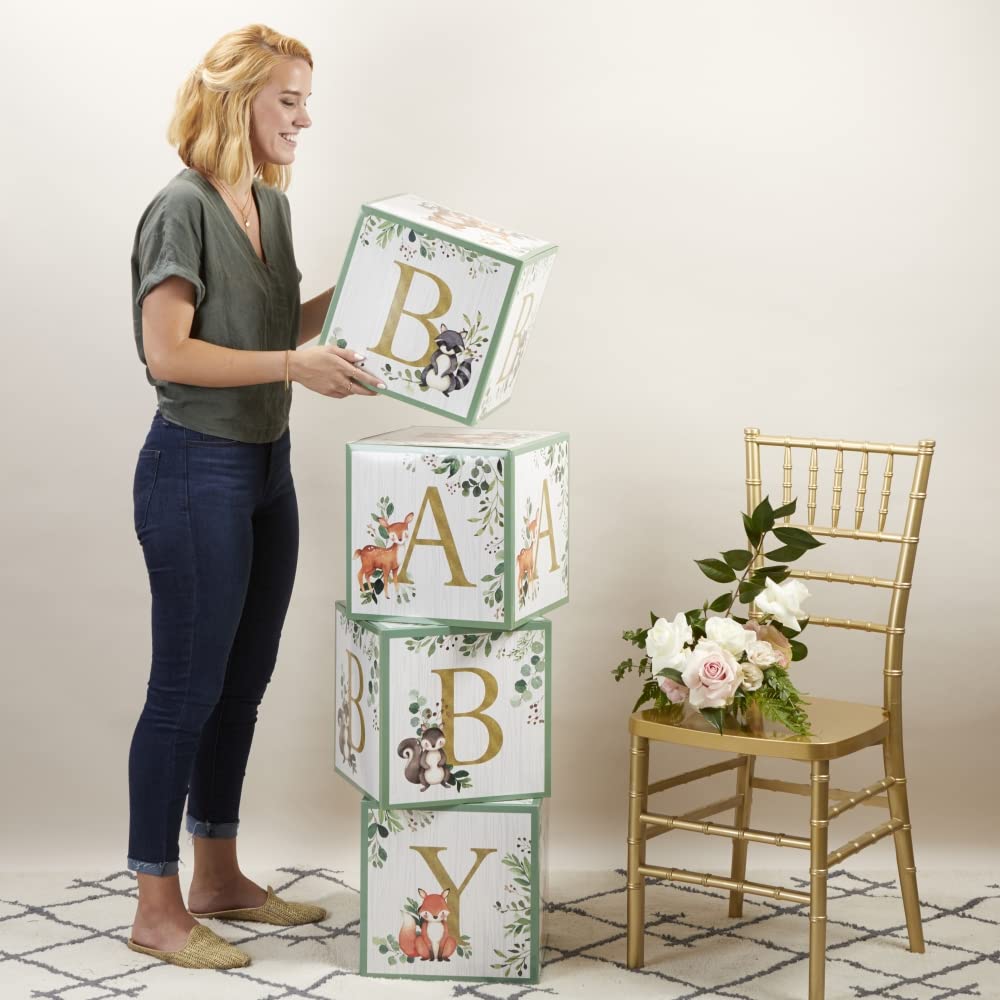Kate Aspen Woodland Baby Boxes With Letters For Baby Shower Decorations, Gender Reveal Decoration