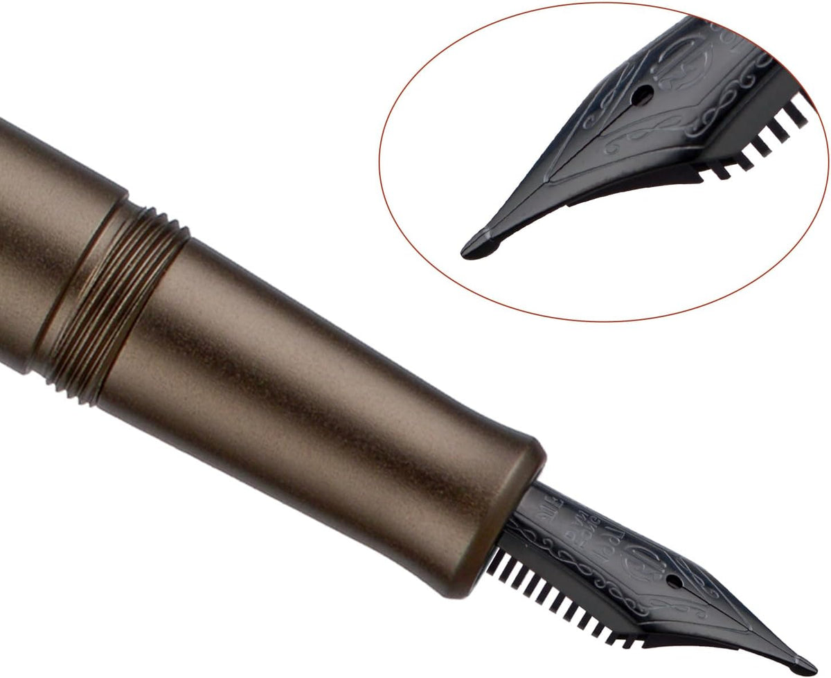 Hongdian M2 Black Forest Mini Fountain Pen, Long Blade Nib & Sleek Shape Aluminium Short Pocket