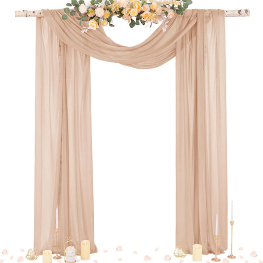 Socomi Wedding Arch Draping Fabric 29" x 20Ft 1 Panel Nude Sheer Outdoor Curtain Drapes Extra Long