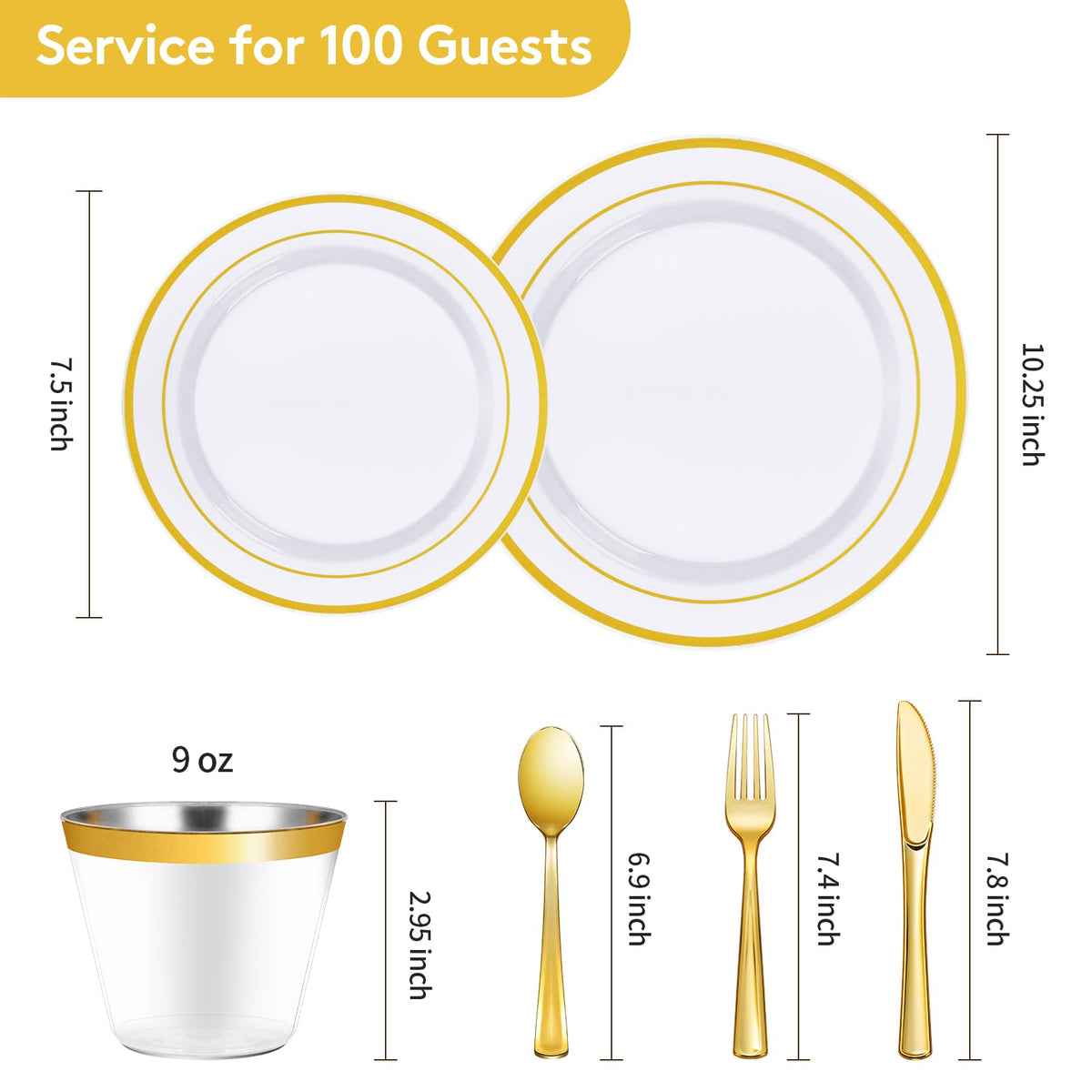Goodluck 600 Pieces Gold Disposable Plastic Plates for 100 Guests