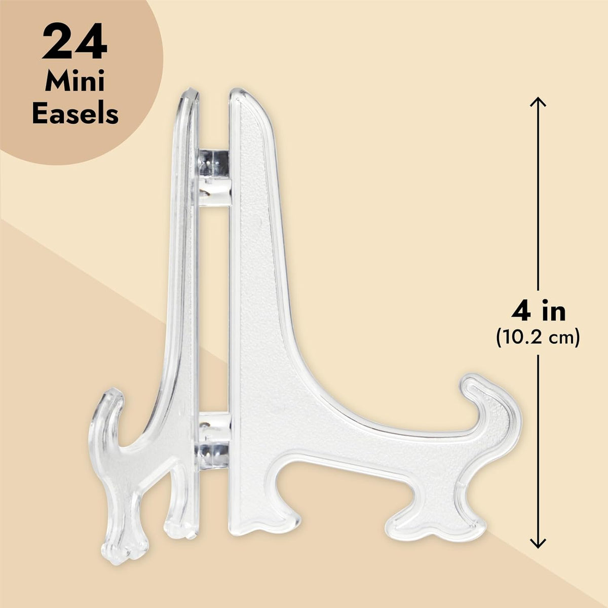 Juvale Clear Mini Easels for Place Cards - 4-Inch Clear Plastic, Pack of 24 - Easels for Pictures