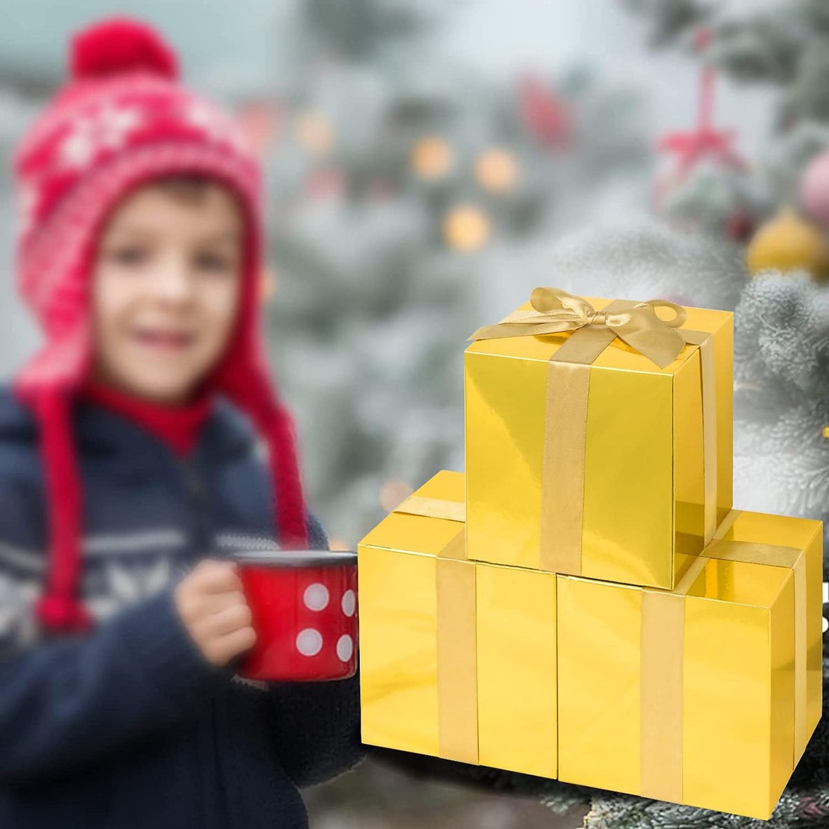 COTOPHER Small Gift Boxes 25 Pack 6x6x6 inches Gold Gift Boxes with Lids for Gifts, Crafting