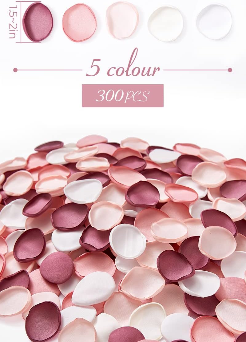 Serwalin 300Pcs Silk Pink Rose Petals Artificial Flower Petals for Wedding, Peach Pink Petals Bulk