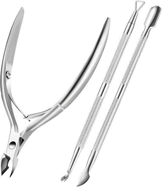 Cuticle Trimmer Cuticle Remover with Cuticle Pusher, XUNXMAS Professional Stainless Steel Durable