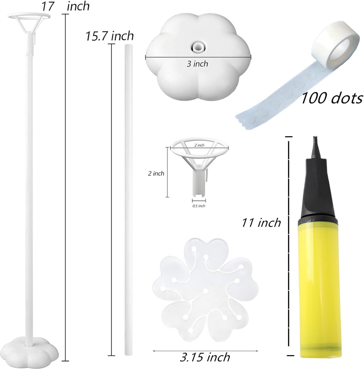 Balloon Stand Kit, 15 pack Balloon Stick Holder with Base for Table Top Centerpiece Party