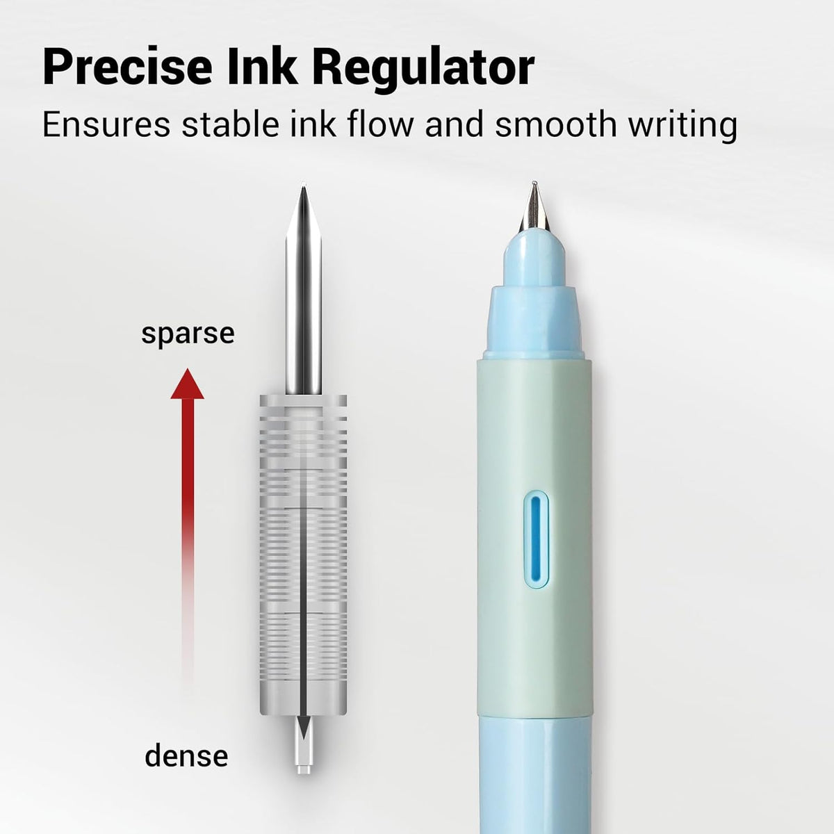 WRITECH Soft Grip Fountain Pen: Black Ink Fine Nib Pen with 1 Replacement Nib Set and 3 Ink