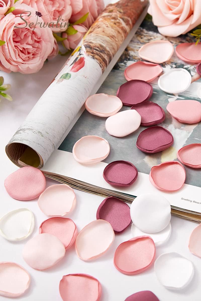 Serwalin 500Pcs Silk Pink Rose Petals Flower Petals for Weddings Proposal Peach Pink Petals for