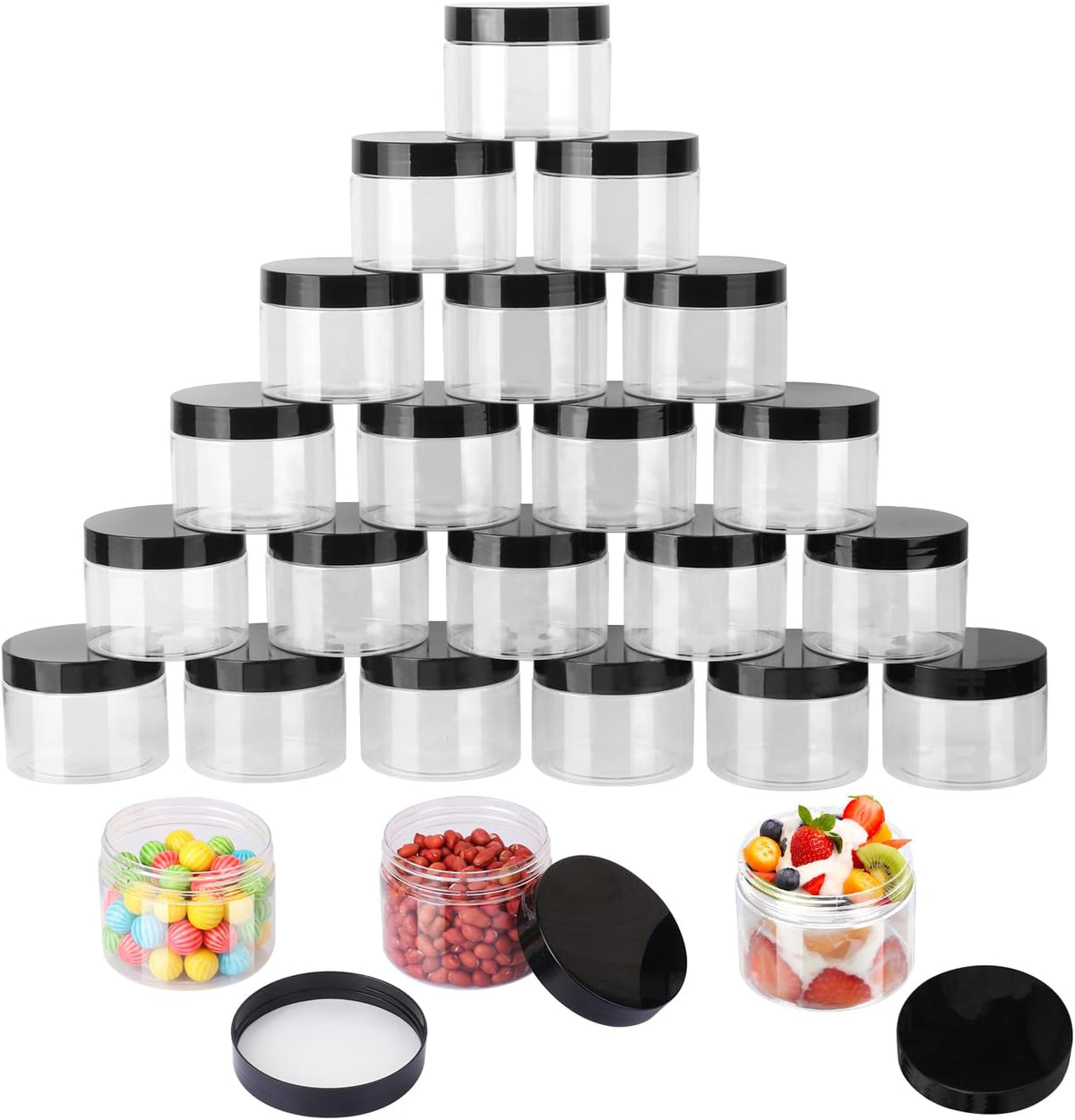 36 Packs 10 OZ Transparent Plastic Jars with black Lids, Body Butter Containers, Cosmetic