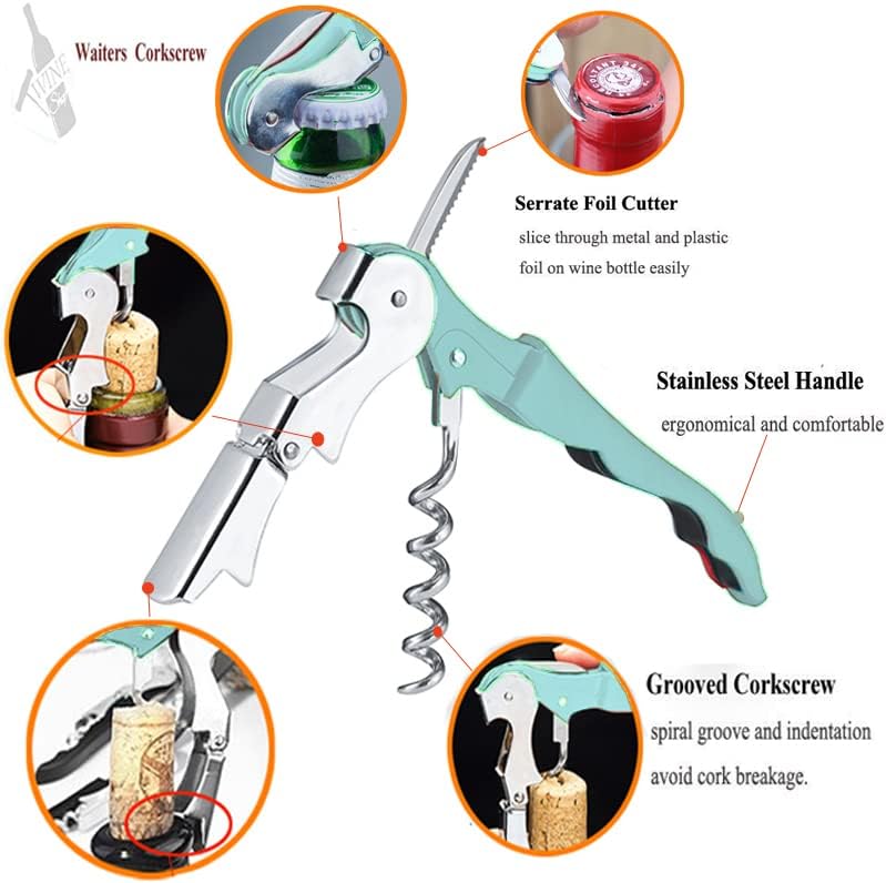 Professional Waiter Corkscrew Wine Openers Set, Heavy Duty Stainless Steel Hinges Wine Key for