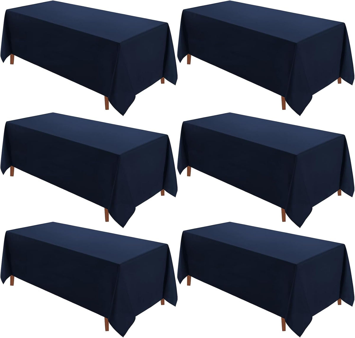 VidaFete Tablecloth 6 Pack 90 * 132inch Rectangle Table Cloth Polyester, Stain Wrinkle Resistant