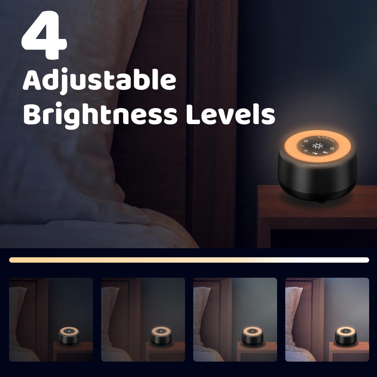 Sleepbox Sound White Noise Machine with 25 Soothing Sounds and 10 Colors Warm Night Light 4