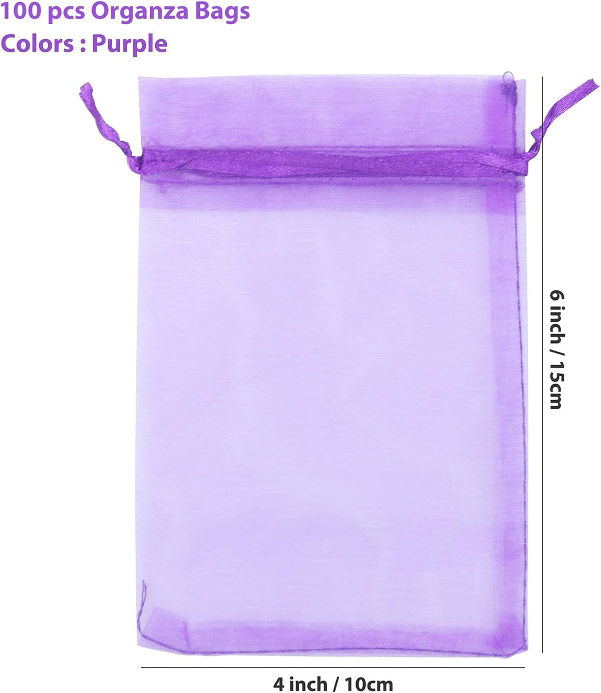 ANZNKU 100 PCS Small Organza Bags 4x6 Inches, Purple Gift Drawstring Pouches For Halloween Party