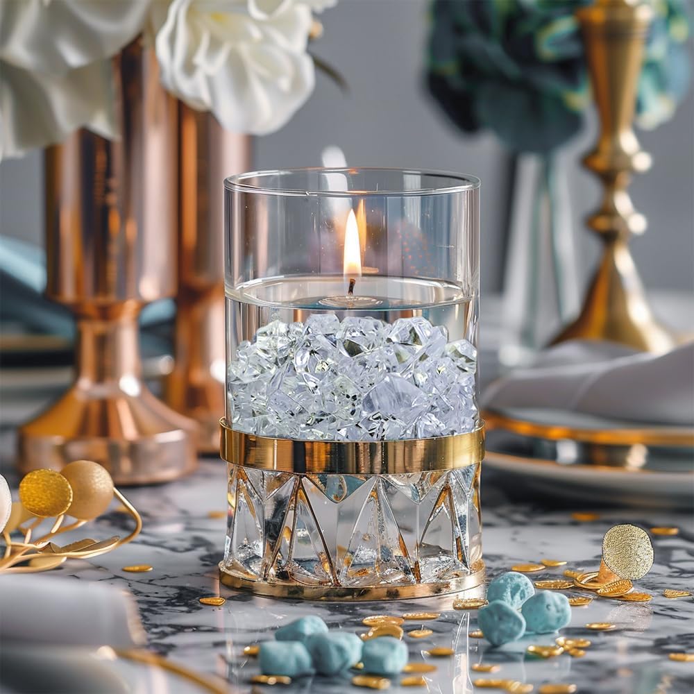 HappyFiller 1000 PCS Fake Crystal Ice Rocks Cubes in Gift Box,Clear Acrylic Stones Treasure Gems