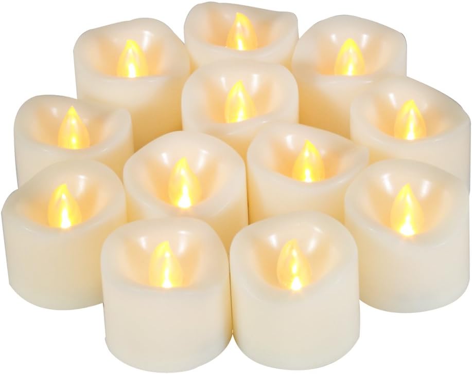 CANDLE CHOICE Battery Operated Flameless Tea Lights with Timer Realistic Flickering Electric LED