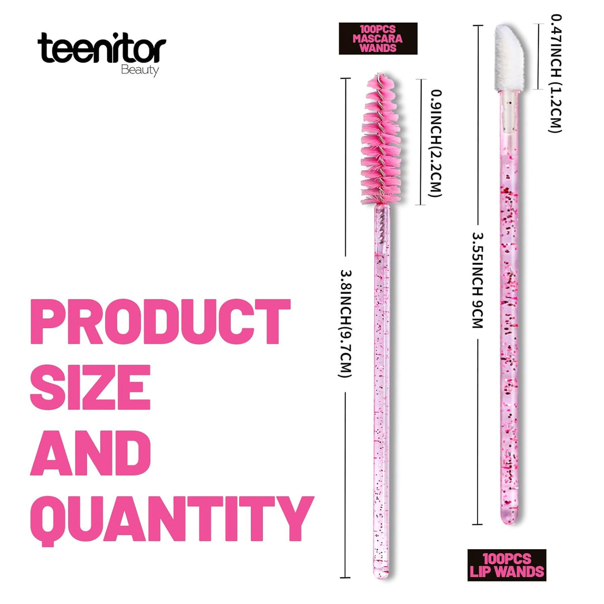Teenitor 200pcs Mascara Wands and Lip Applicators Disposable, 100pcs Disposable Mascara Wands