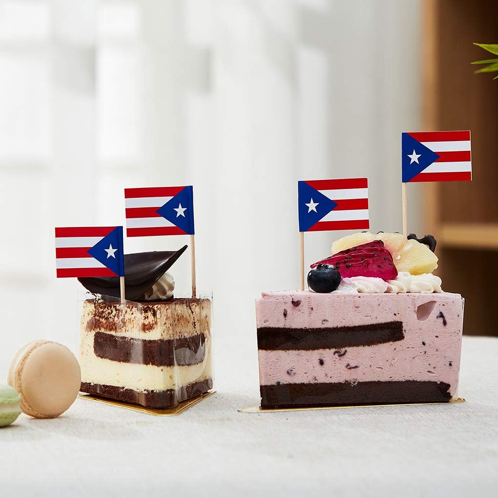 Puerto Rico Flag Puerto Rican Flag, Small Mini Puerto Rican Toothpick Flags for Food, Cupcakes