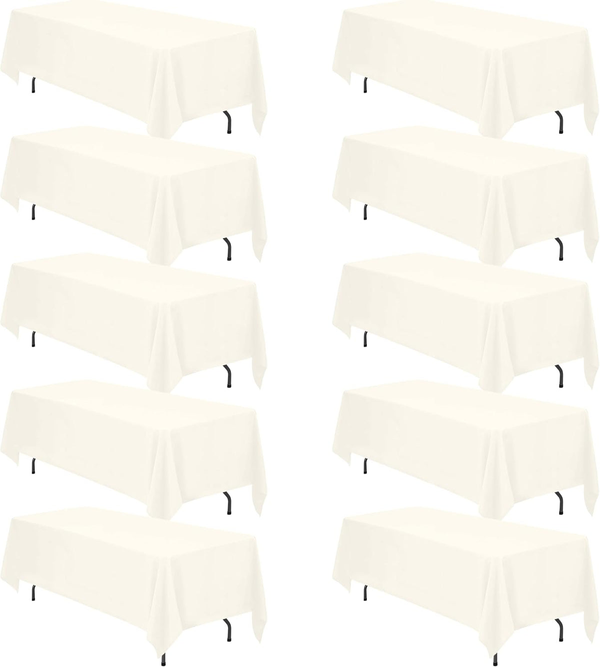 BRILLMAX 10 Pack Ivory Tablecloths 70 x 120 Inch for 6ft or 8ft Rectangle Tables - Rectangular Bulk