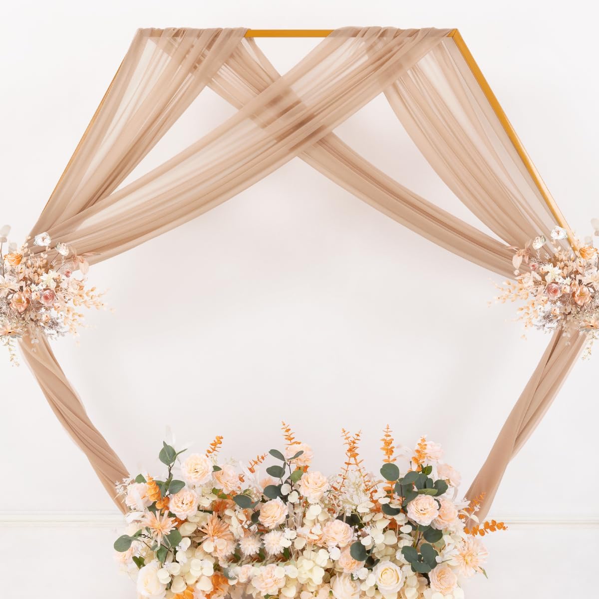 MLMC Nude Wedding Arch Draping Fabric 2 Panels 29" x 20 FT Extra Long Gauze Drapes Sheer Backdrop