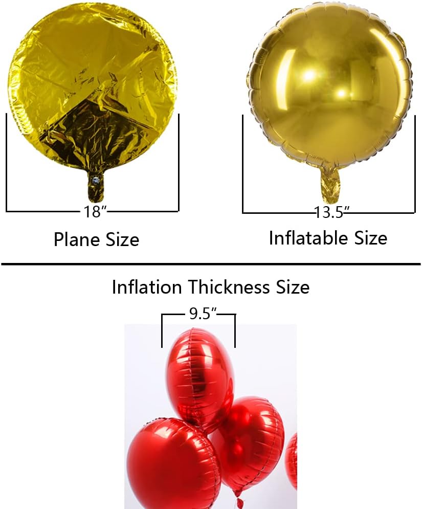 18" Gold Round Shaped Foil Balloons Mylar Helium Balloons for Birthday Party Wedding Baby Shower
