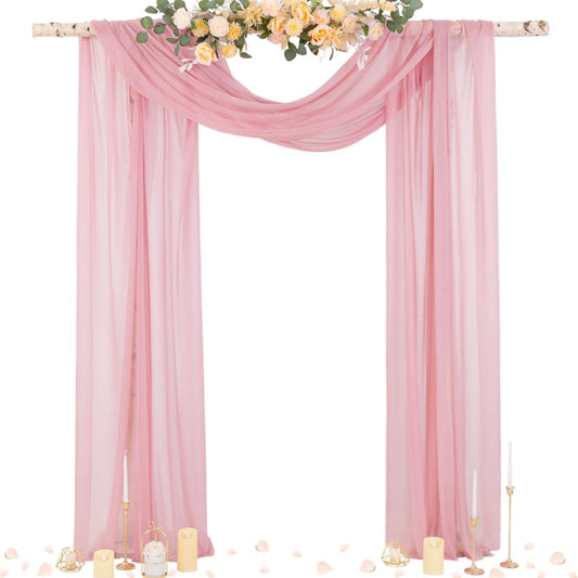 Socomi Wedding Arch Draping Fabric 29" x 20Ft 1 Panel Dusty Rose Sheer Outdoor Curtain Drapes Extra
