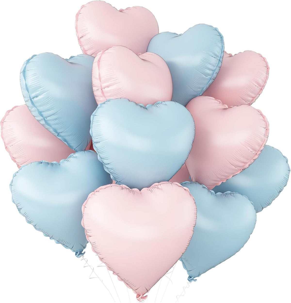 Pink Blue Heart Balloons,12Pcs Baby Pink Heart Shaped Foil Balloons,18Inch Pastel Blue Helium