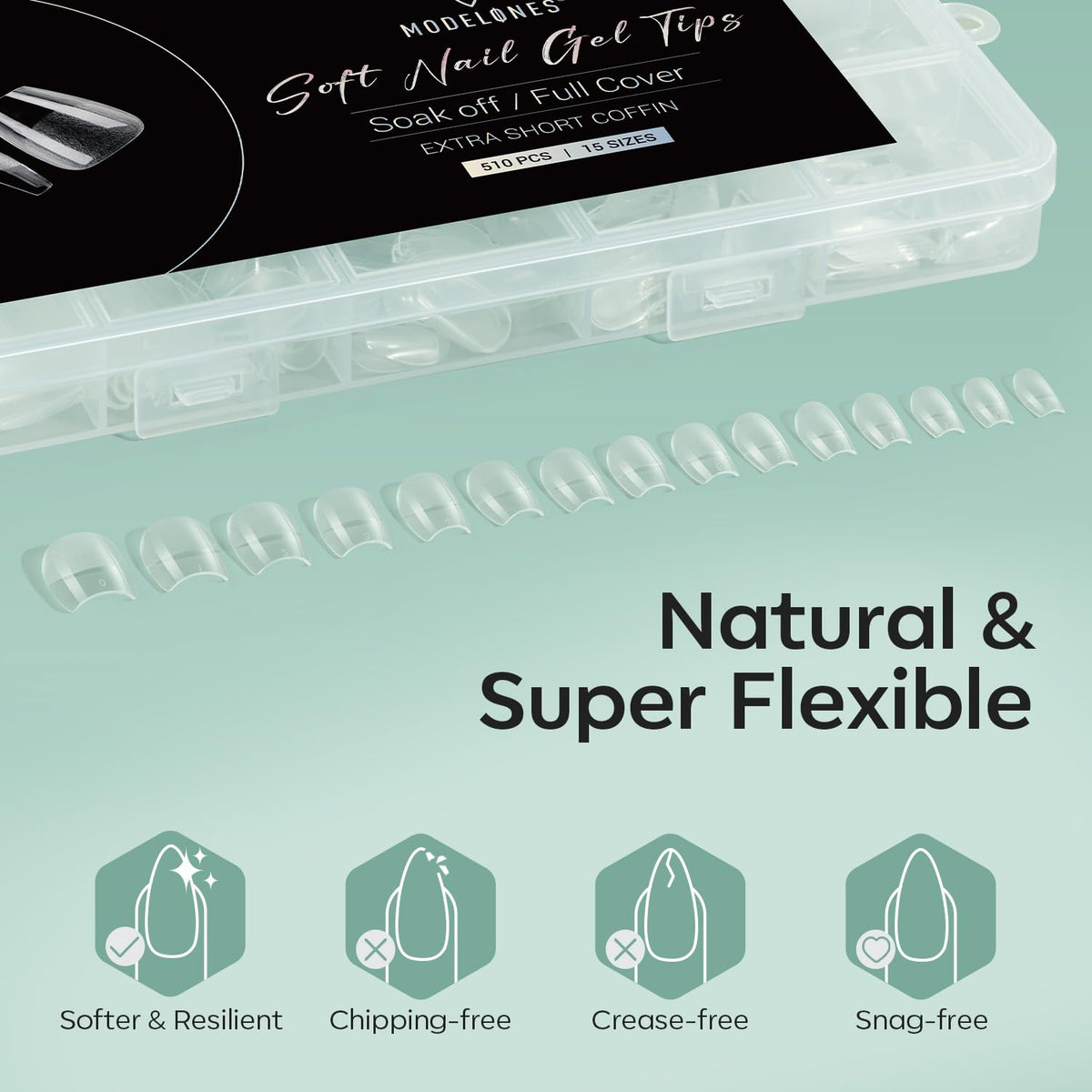 Modelones Extra Short Coffin Fake Nail Tips - 510Pcs Gel Tips Pre-shaped Half Matte Full Cover
