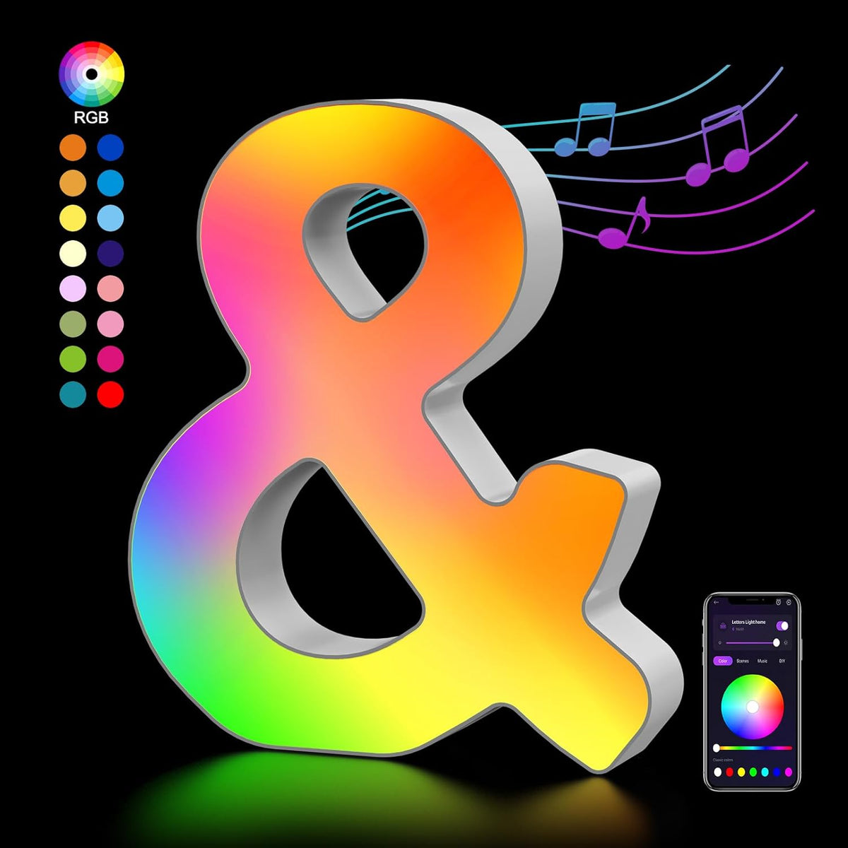 OJQ Light Up Letters LED Letter - Bedroom Lighted Colorful Alphabet Letter Music Sync Color Change