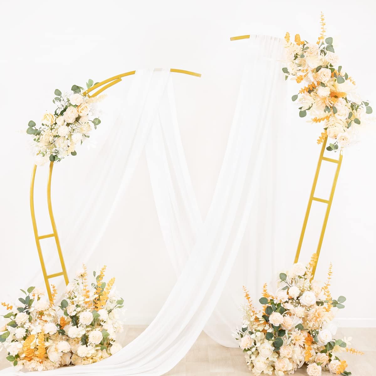 Socomi Wedding Arch Draping Fabric 3 Panels 29" x 19Ft Ivory Sheer Chiffon Curtain Drapes 6 Yards