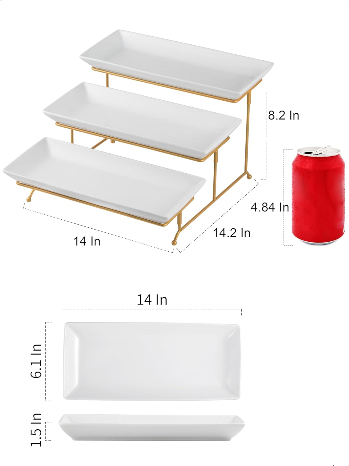 YHOSSEUN 3 Tier Serving Tray for Party, Tiered Serving Platters and Trays, 14 Inch Tiered Tray