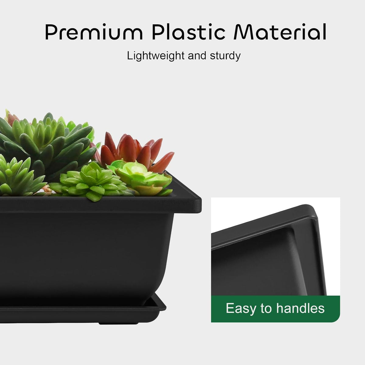 GROWNEER 3 Pcs 6.5 Inch Bonsai Pots with Drainage Humidity Trays & 1 Repotting Mat, Durable Bonsai