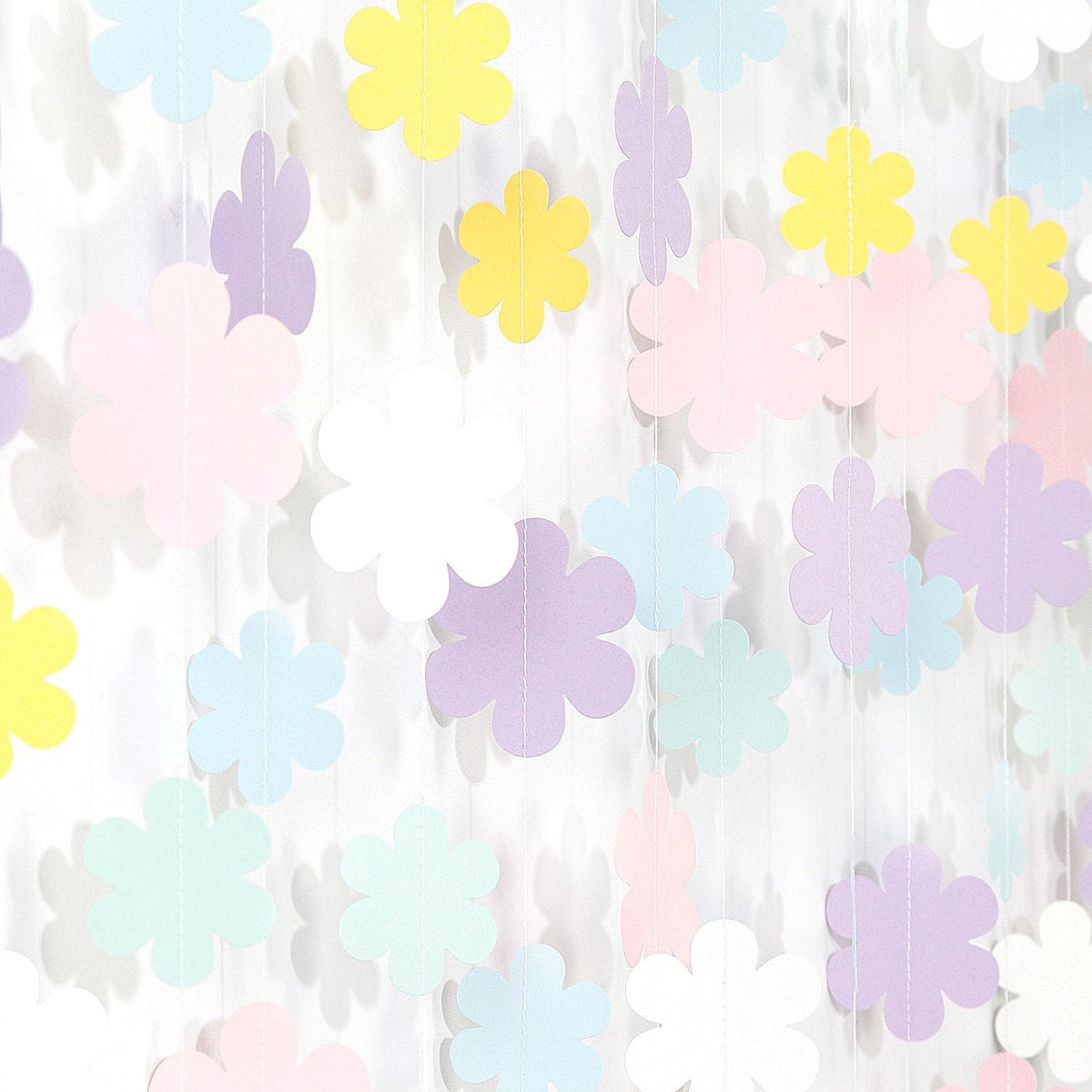 Pastel-Rainbow Colorful Party-Decorations Streamers-Garland - 52ft Flower Hanging Paper Banner