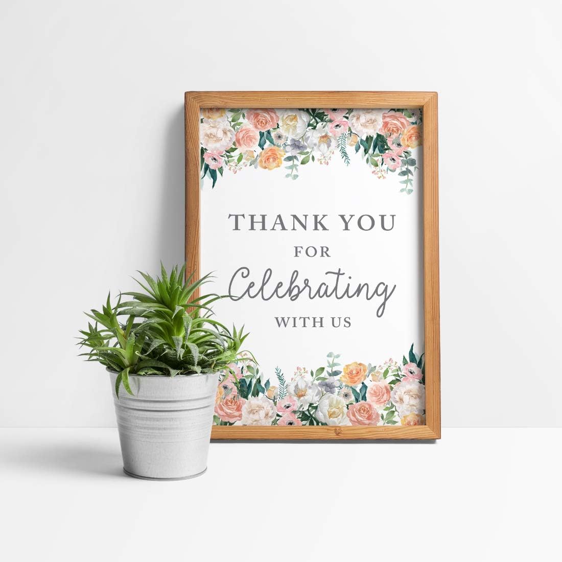 Andaz Press Extra Large Wedding Easel Board Party Sign, 12x18-inch, Peach Coral Floral Flowers