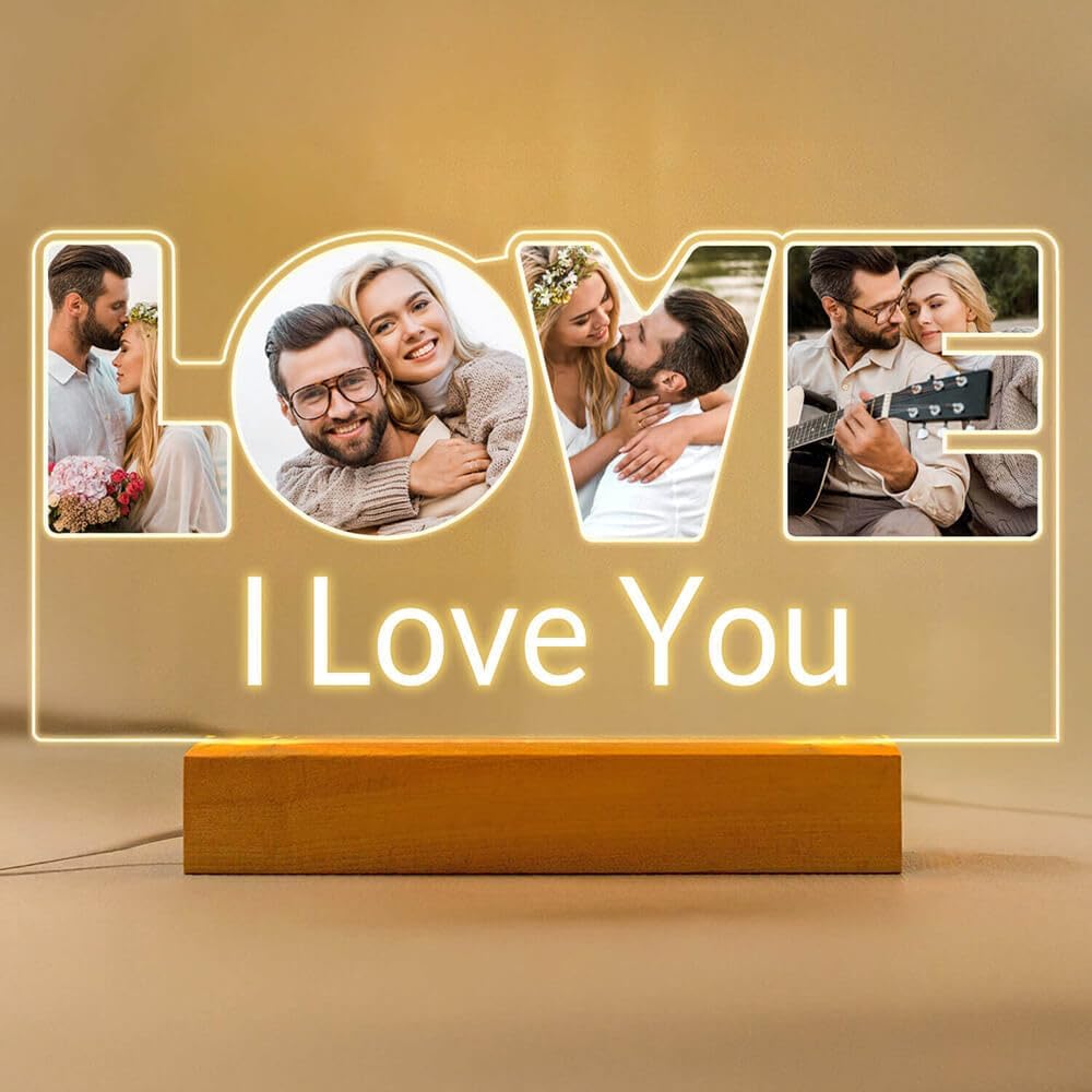 Personalized Anniversary Couple Gifts for Women Men, Custom Picture Frames with Photo, Customized