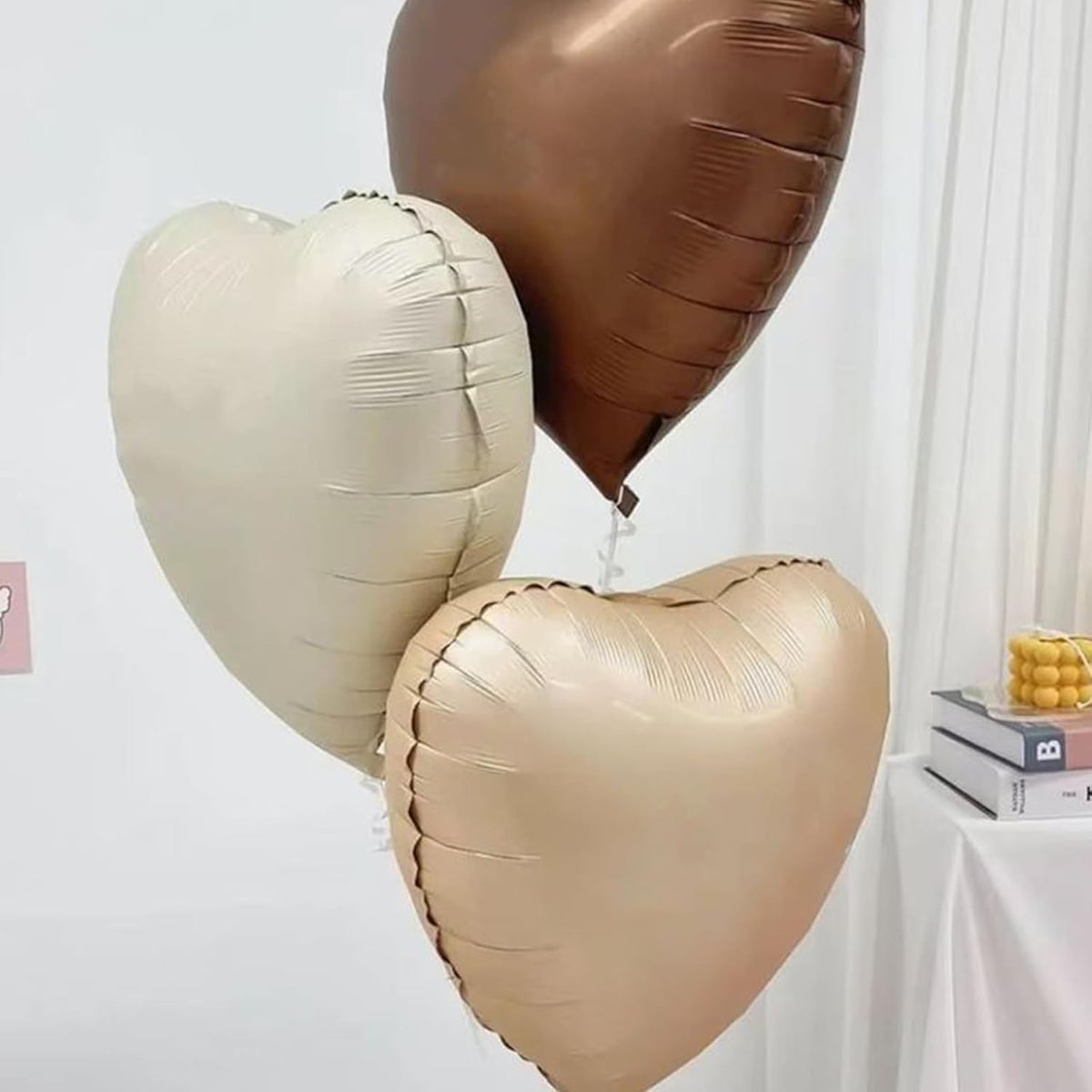 Brown Cream Heart Balloons, 18 Inch Apricot Beige Heart Shape Balloon, 12PCS White Coffee Helium