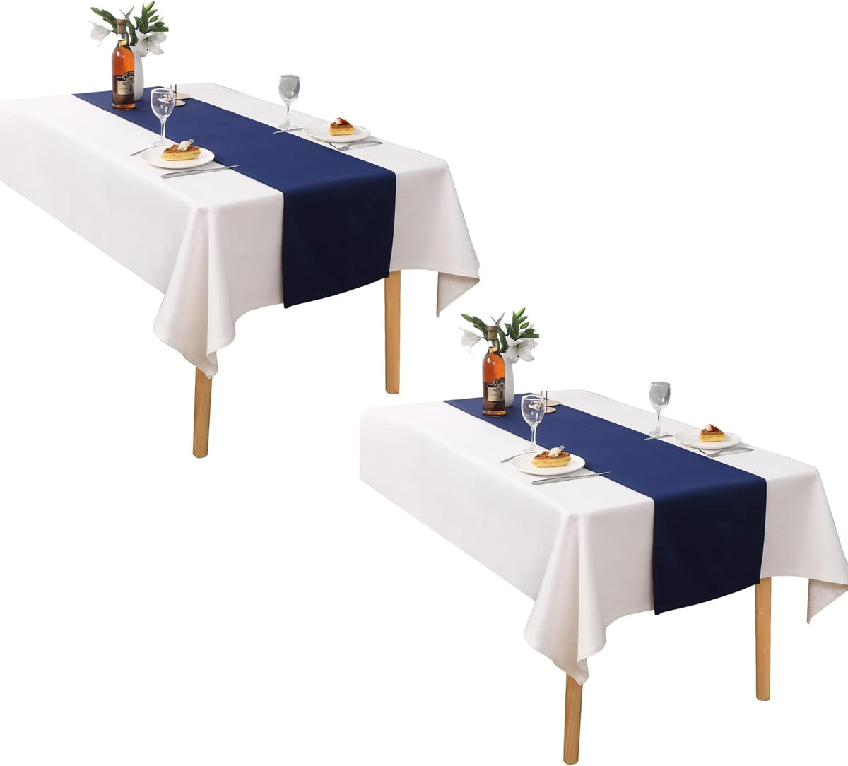 DUALIFE Navy Table Runner 14x72 inch Solid Color Thick Polyester Decorative Cloth Handcrafted for