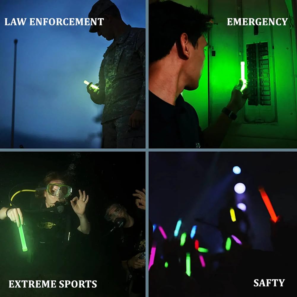 Glow Fever Emergency Safety Military Grade Glow Sticks, 10pcs, 6'' Ultra Bright Glow Sticks with 12