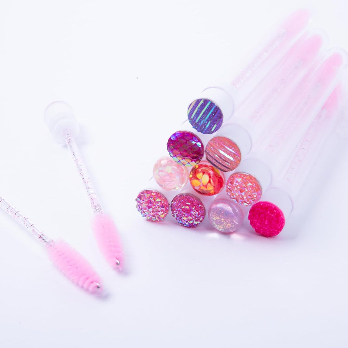 i-Laesh 10-Piece Disposable Mascara Wands with Tube - Diamond Spoolies for Eyelash & Eyebrow Makeup