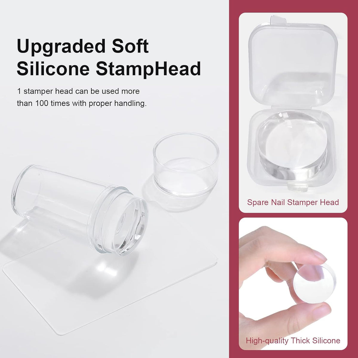 Nail Art Stamper Clear Silicone Nails Stamping Jelly with Scraper Transparent Visible Body DIY