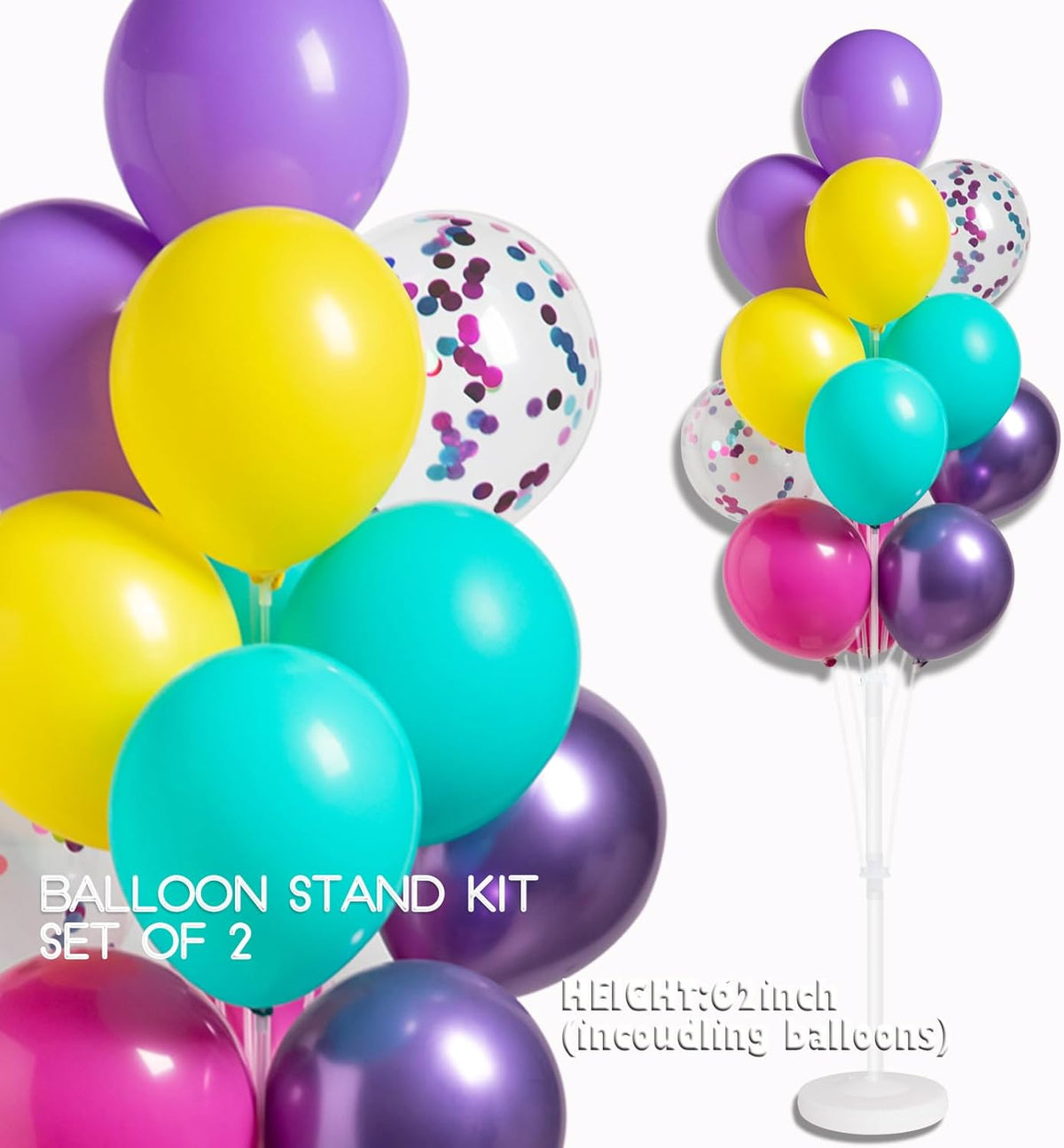 Pink Blue Purple Balloon Column Kit Set of 2,Balloon Column Stand with Base&Pole,Backdrop