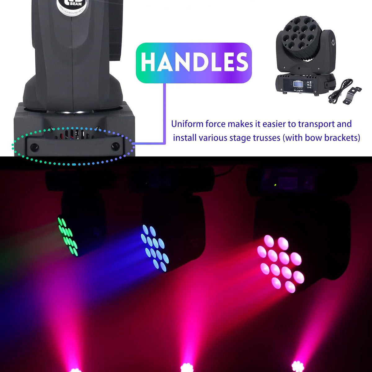 Moving Head Light Beam Wash 12x12W LED Stage Lighting RGBW 4in1 Professional DMX 512 Strobe Effect