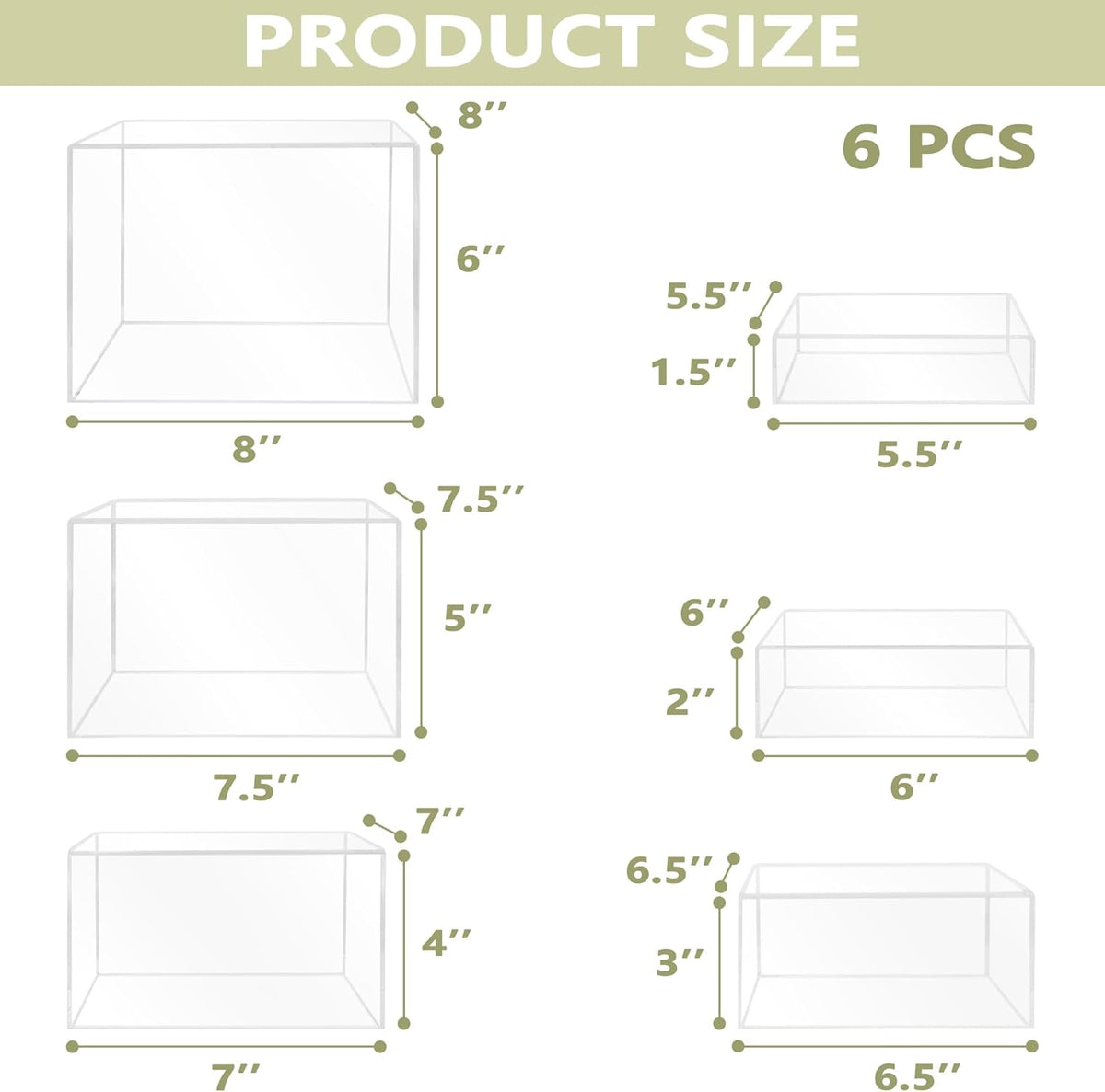 6Pcs Buffet Risers, Food Risers for Buffet Table, Acrylic Cube Display Risers with Hollow Bottom